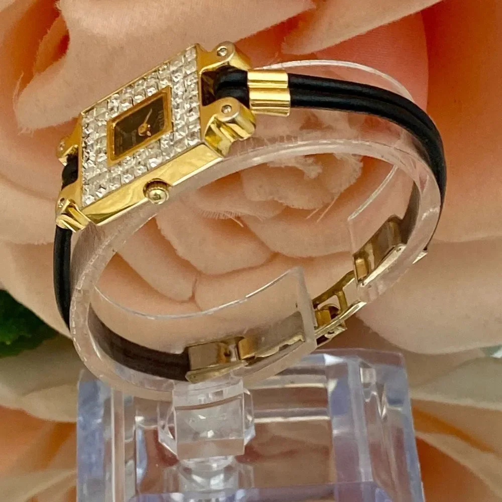 Vintage Unique Futura Pave Rhinestone Bezel West German 4 Jewel Dress Watch